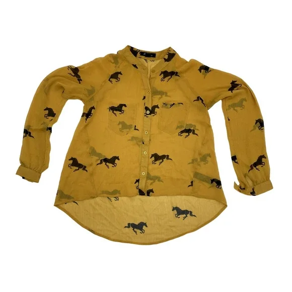 Forever 21 Tops Forever Yellow Horses Blouse Poshmark